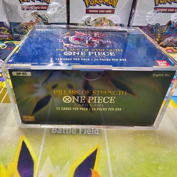 One Piece Acrylic Booster Box Display Case Box, Framing/Display Quality Grade Fits only OP-1 and OP-2 Reprinted and OP-3 Current Print Run.