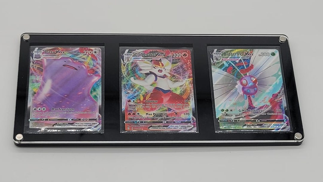 Pokemon Acrylic 3 Card Display Case Framing/display Quality Grade Fits Sleeved Cards Etsy