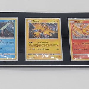Pokemon Acrylic 3 Card Magnetic Display Case Framing/Display Quality Grade Fits sleeved cards + 3 Random Holo Rare Cards!