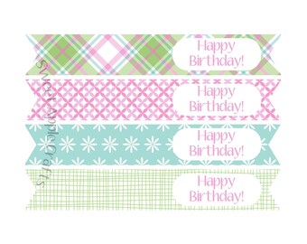 Sweet Girl Birthday Theme - Straw Flags - Instant Download