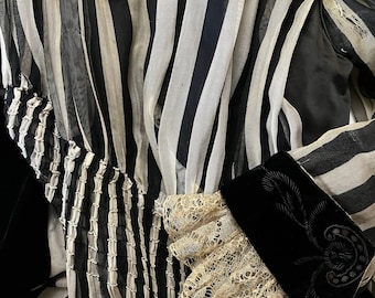 Memories of Elegance Black and White Striped Dress