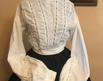 1860s White Eyelet Blouse