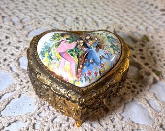 Vintage Sankyo Japan Wooden Music Box With Brass Trim and Brass