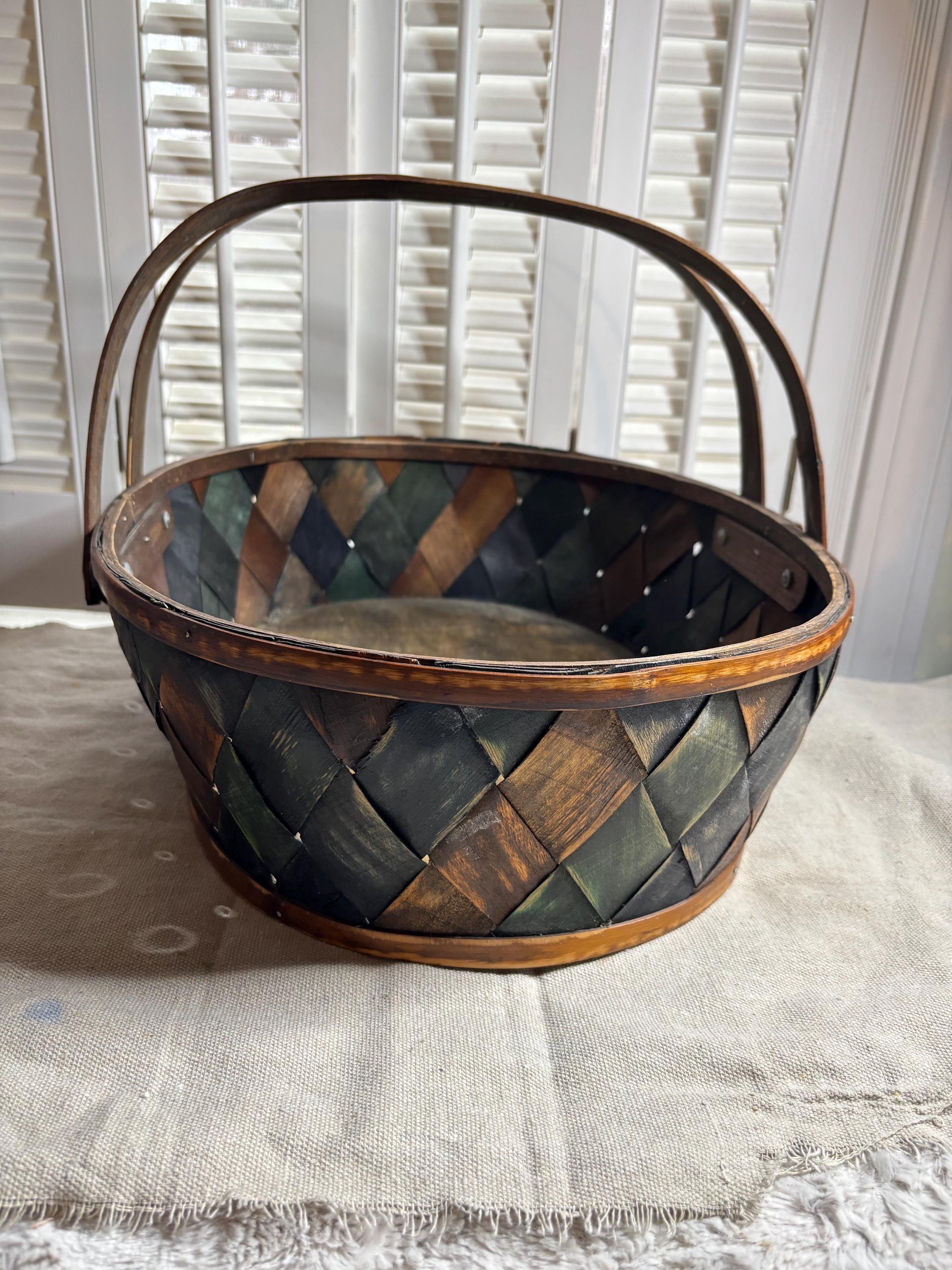 Vintage Oval Wood Splint Gathering Basket, Rustic Farmhouse Cottage ...