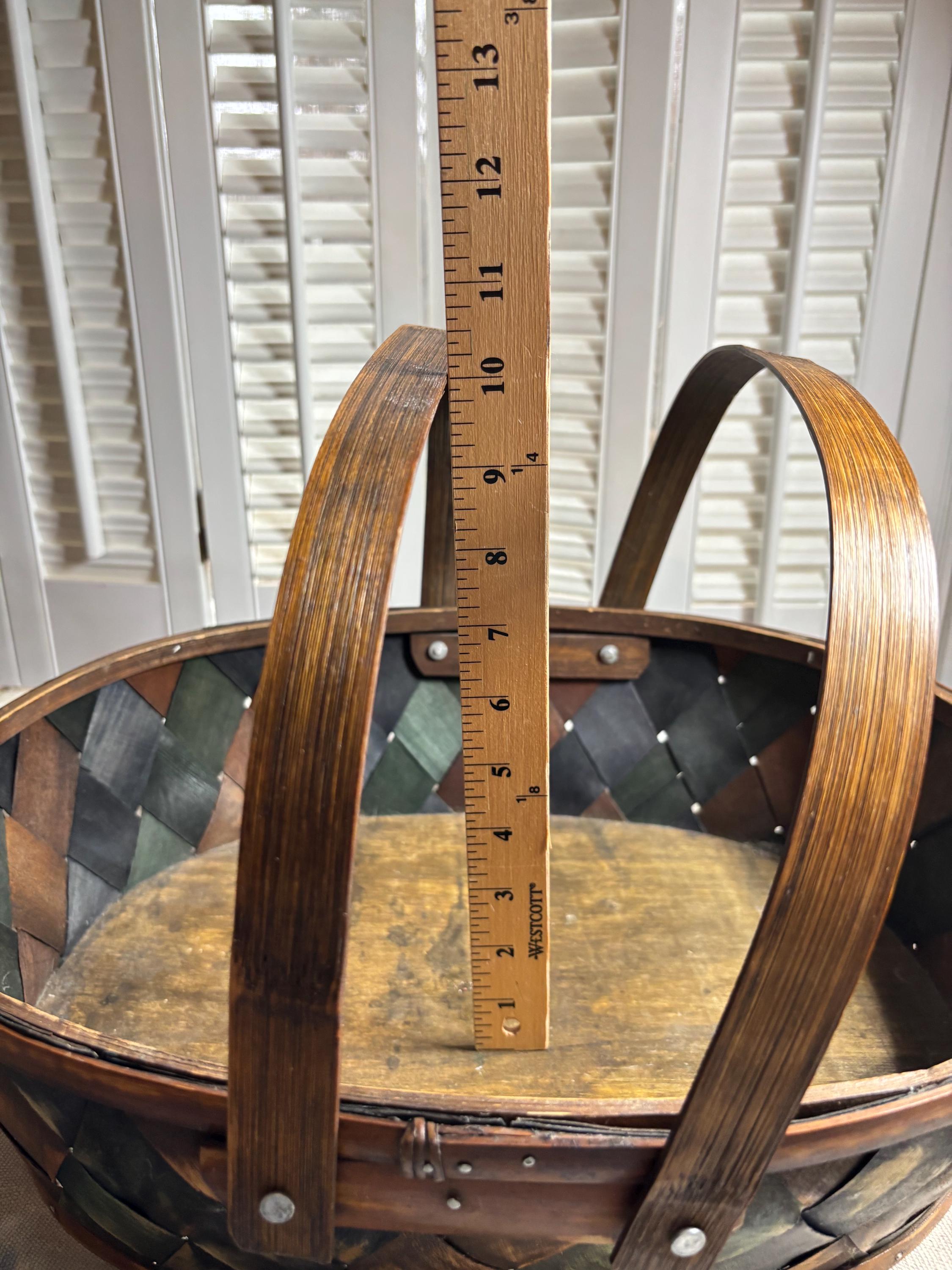 Vintage Oval Wood Splint Gathering Basket, Rustic Farmhouse Cottage ...