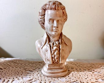 Vintage Mozart Ceramic Bust Classical Composer Statue Mid-Century Collectiable