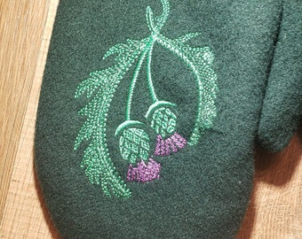 Scottish Design Wool Embroidered Mittens