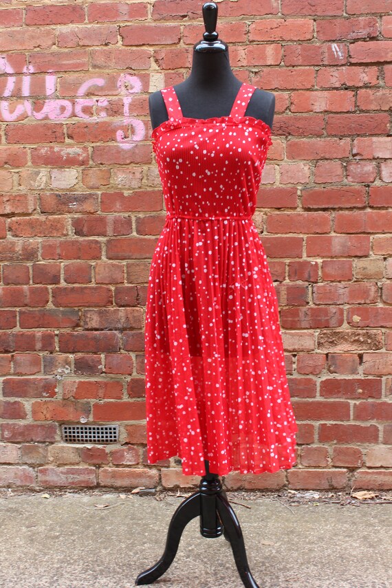 red polka dot slip dress