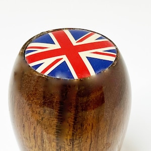 Walnut Hand Crafted Gear Shift Knob with Union Jack Flag Logo