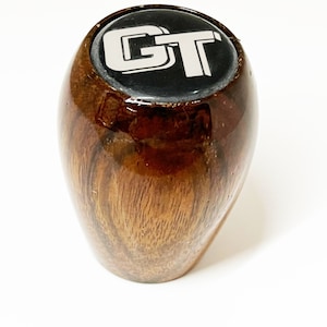 Walnut Hand Crafted Gear Shift Knob with Black & Silver GT Logo