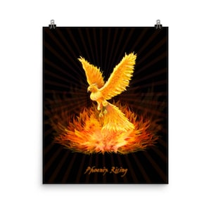 Phoenix Rising Poster, Phoenix Art, Phoenix Poster, Fire Bird, Phoenix Bird, Art, Illustration, Poster, Print, Wall Art, Fantasy, Rebirth