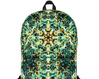 Green Fairy Psychedelic, Backpack, Trippy, Book Bag, Festival Bag, Yoga Bag, Hippie Bag, Rave, 420, Knapsack, Laptop bag, Sacred Geometry