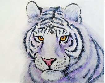 Tiger Painting, Print, Tiger Art, Tiger, Illustration, White Tiger, Siberian Tiger, Poster, Wall Art, Decor, Acryl schilderij, Big Cat, art
