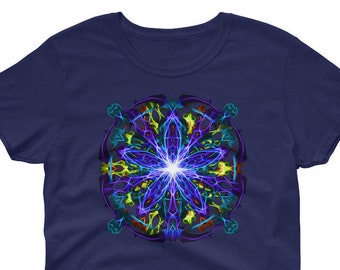 Koszulka z mandalą, czakra psychodeliczna, geometria święta, odzież do jogi, koszulka damska, prezent do jogi, prezent hipisowski, trippy, odzież festiwalowa