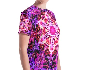 Pink, Mandala Shirt, Sacred Geometry Shirt, Yoga Shirt, Meditation Shirt, Trippy Shirt, Light Worker, Energy Healer,  EDM Clothing, Festival