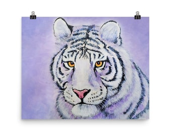 Tiger Painting, Print, Tiger Art, Tiger, Illustratie, White Tiger, Siberische Tijger, Poster, Wall Art, Decor, Acryl schilderij, Big Cat, Art
