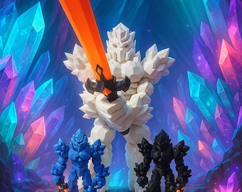 3D Printed Crystal Warrior | Articulated Flexi Figure | Fantasy Desk Toy | Gamer Gift |