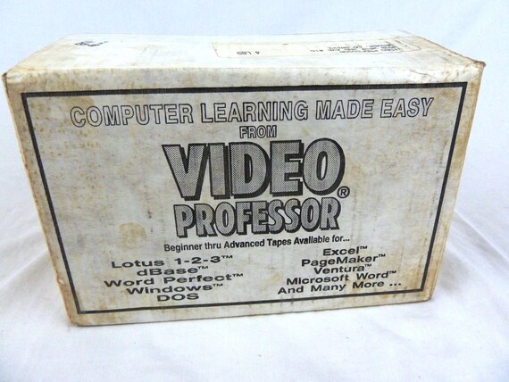 Vtg Video Professor Vhs Computer Learning Pack Lotus 1 2 3 Wordperfect 51 Windows 31 Dos 50 Audio Tape Library - 