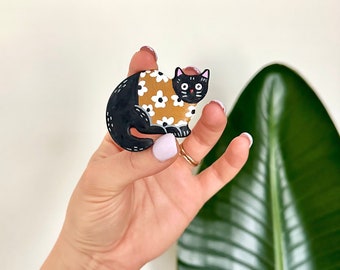 Custom personalized pet portrait lapel pin magnet, pet loss death cat dog brooch, custom gift idea