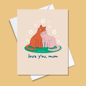 Mother's Day Cat Card, Cat Greeting Cards, Happy Mother's Day Card, Cat Lover Gift for Mom, Blank Mother's Day Card