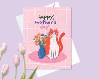 Mother's Day Cat Card / Cat Greeting Cards / Happy Mother's Day Card / Cat Lover Gift for Mom / Blank Mother's Day Card