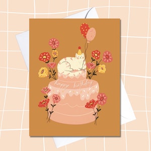 Carte d'anniversaire de chat, carte de chat d'anniversaire, anniversaire d'amant de chat, carte de voeux, carte de joyeux anniversaire