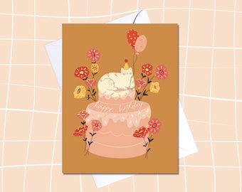 Cat Birthday Card, birthday cat card, cat lover birthday, greeting card, happy birthday card