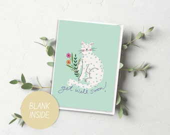 Get Well Cat Card / Cat Greeting Cards / Get Well Soon Card / Cat Lover Gift / Blank Get Well Card