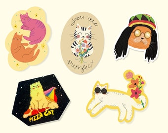 Set 200 Adesivi Gatti Kawaii – 2-8 Cm, Impermeabili, Multicolore, Per Scrapbooking, Bottiglie E Telefono