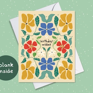 Floral Birthday Card / Happy Birthday Card / Birthday Wishes Card / Blank Birthday Card /