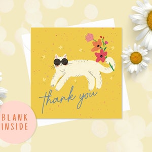 Carte de remerciement chat, carte de voeux merci chat, carte de remerciement vierge, jolie carte de remerciement