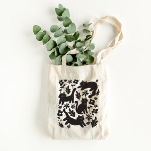 Cat Tote Bag, Canvas Tote Bag, Fair Trade, canvas bag, cats, shoulder bag, shopper, cat print, gift for her, tote bag for women image 1