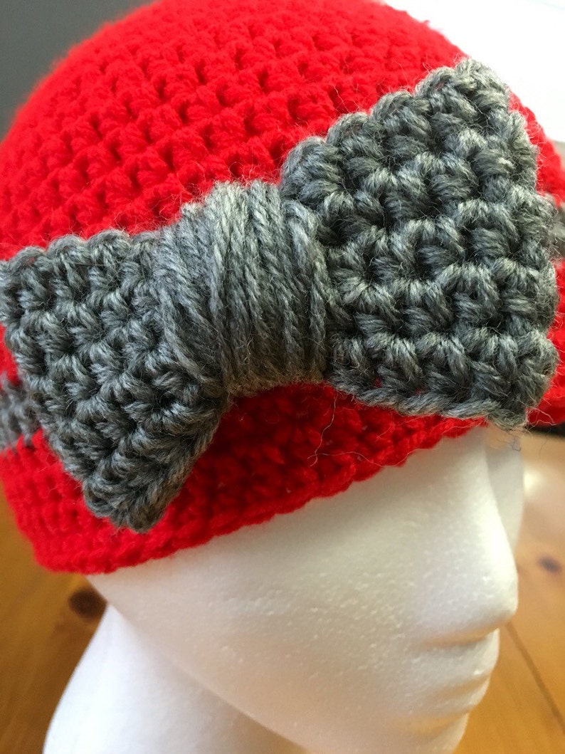 Crochet Skull Cap with Bow Etsy