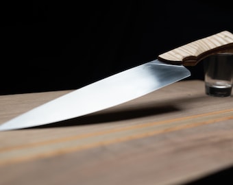 7.5" Custom Chef Knife — AEB-L Steel with Tiger Maple Handle