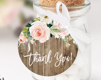 Rustic Floral Thank You Tags, Instant Download Thank you Tags for Baby Shower,  Girl Baby Shower Favor Tags, Printable File