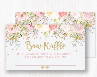 Hair Bow Raffle Ticket, Headband Raffle Insert, Pink and Gold Bow Raffle Ticket, Bring a Hair Bow, Printable, Instant Download, PF1