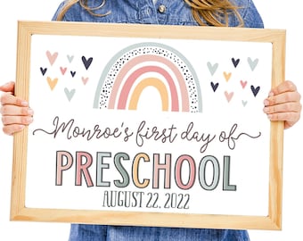 Boho Rainbow First Day of School Sign, 1st Day of School, Back to School Sign First Day Photo Prop Sign, Boho Girl First Day Sign, Printable