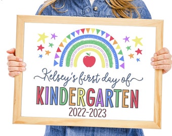 Rainbow First Day of School Sign, Personalized 1st Day of School, First Day Photo Prop Sign, First Day Sign Gender Neutral ANY GRADE