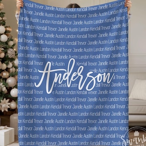 Family Name Blanket, Personalized Grandma Blanket, Christmas gift, Grandparent gifts