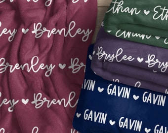 Personalized Name Blanket for kids, baby and adults, Name Blanket with Hearts, Baby Name Blanket, Birthday or Christmas Gift, The Brenley