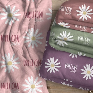 Custom Pink Daisy Name Blanket, Personalized Baby Gift, Daisy Blanket With Name, Boho Daisy Gift For Girl, Daisy Nursery, The Willow