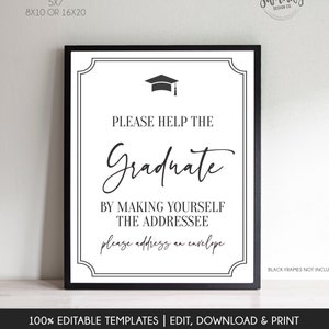 EDITIERBARE Adresse ein Umschlagschild, Abschlussparty-Zeichen, machen Sie sich zum Adressaten, Dankeschön-Karte, Sofortiger Download Printable Grad422