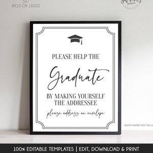 EDITABLE Address an Envelope Sign, Graduation Party Sign, Make Yourself the Addressee, Thank You Card, Instant Download Printable Grad422