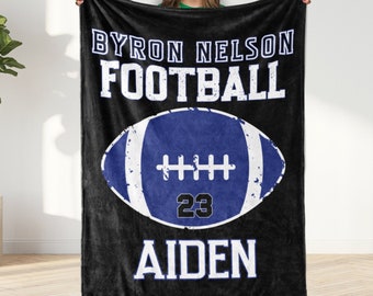 Personalized Football Name Blanket, Custom Gift Idea for Football Player, Minky or Sherpa Football Blanket, Blanket for Boys, The Ray 2