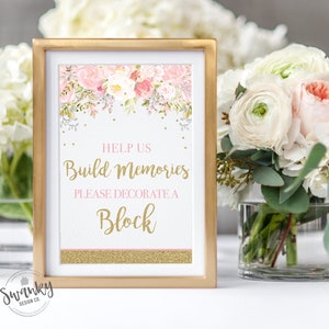 Decorate a Block Baby Shower Sign, Help Us Build Memories, Decorate a Block for Baby, Sign a Block Baby Shower Printable, Instant Download