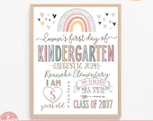 Back to School Sign, Boho Rainbow First Day sign , First day of school Printable, Personalized First Day of School Sign, Photo Prop