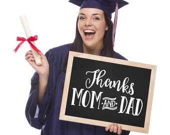 Thanks Mom & Dad Graduation Sign, Printable Thank You Sign, Highschool Grad Sign, College Graduation, Senior Sign, Instant Download
