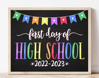 Printable First Day of High School Sign, Chalkboard Freshman School Sign, First Day Photo Prop, 1st Day as a Freshman Instant Download