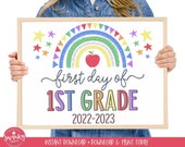 Rainbow First day of First Grade Sign, First Day of 1st Grade Sign, Printable Back to School Sign, Instant Download, Digital File RBWB2