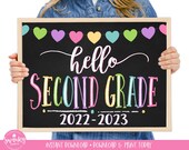 Hello Second Grade Sign, First Day of Second Grade, Printable First Day of School Sign, Chalkboard Sign, Second Grade Sign, Instant Download